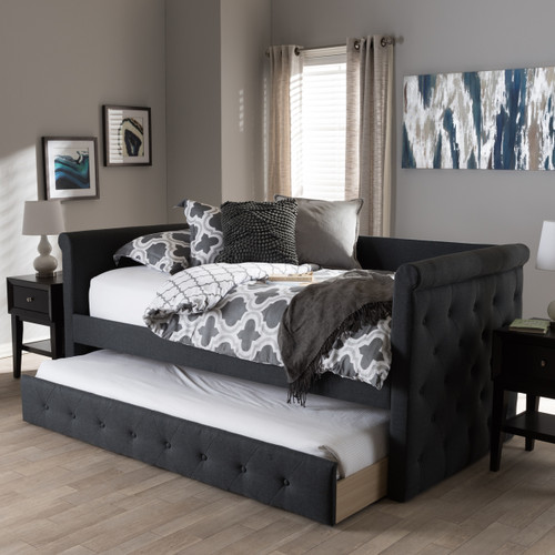 Baxton Studio Alena Modern and Contemporary Dark Grey Fabric